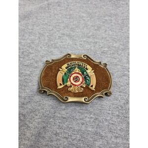 1978 Raintree Bowhunter Sportsman Leather Brass Belt Buckle